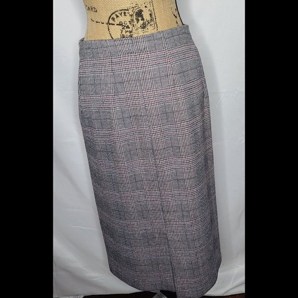 Vintage 70's Koko Knits of California Black Red Plaid Midi Skirt - Picture 2 of 9